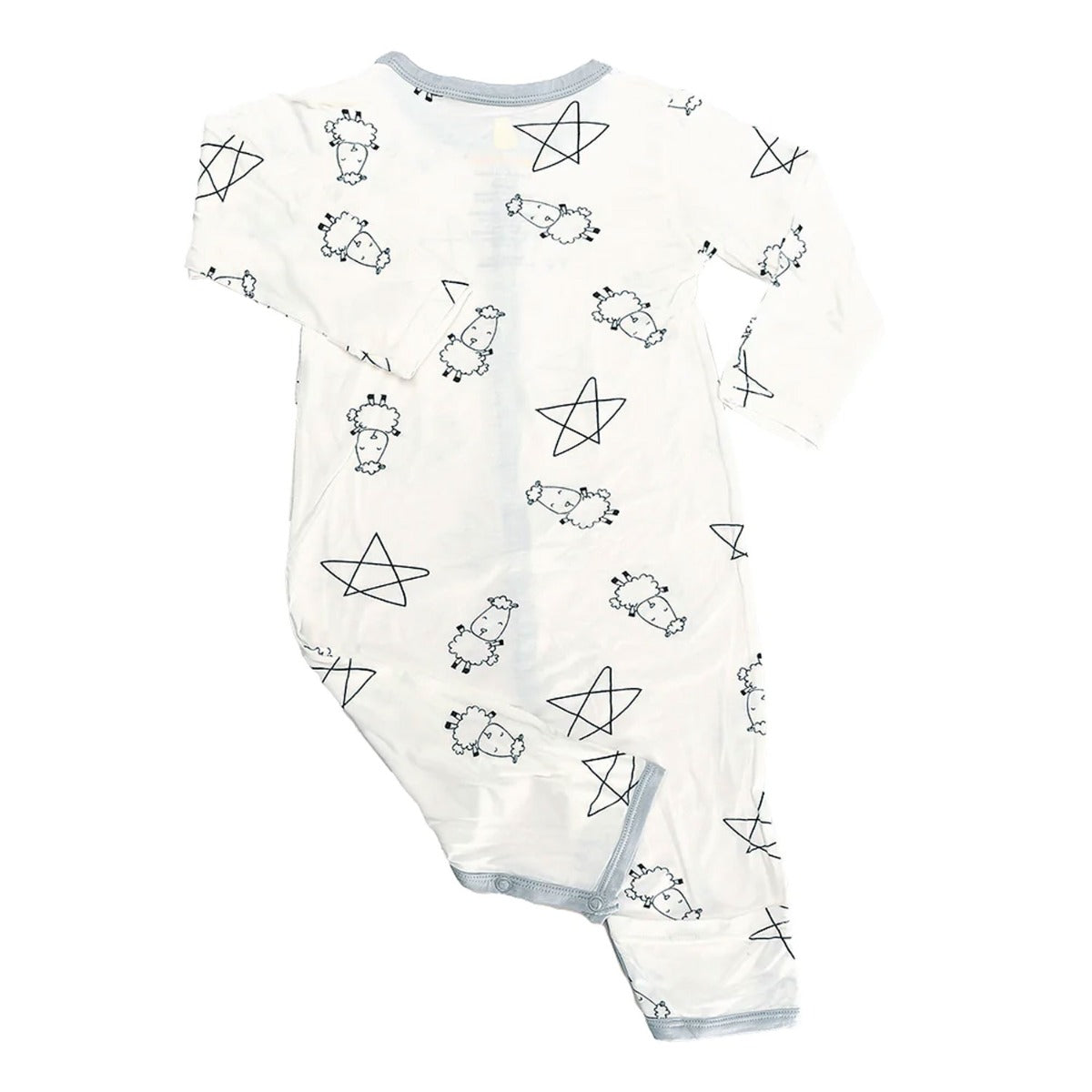 Baa Baa Sheepz Baby Middle Snap Romper - Cute Big Star and Sheepz White