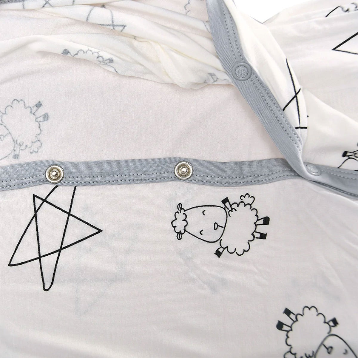 Baa Baa Sheepz Baby Middle Snap Romper - Cute Big Star and Sheepz White