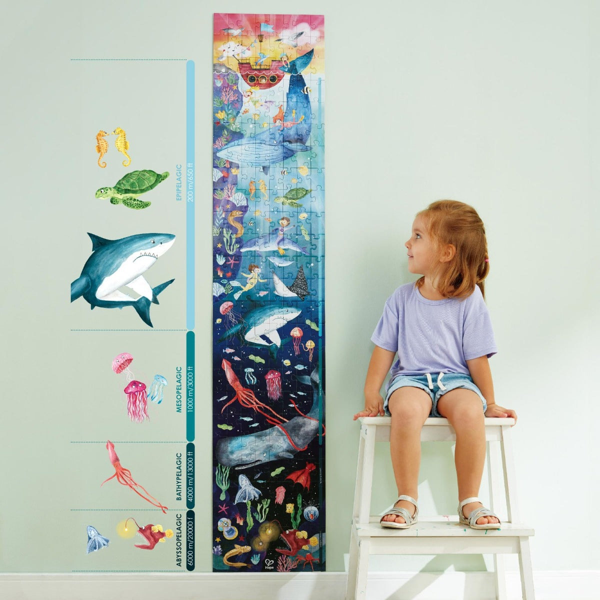 Hape Glow-in-the-Dark Puzzle, 200 pieces - Ocean Life