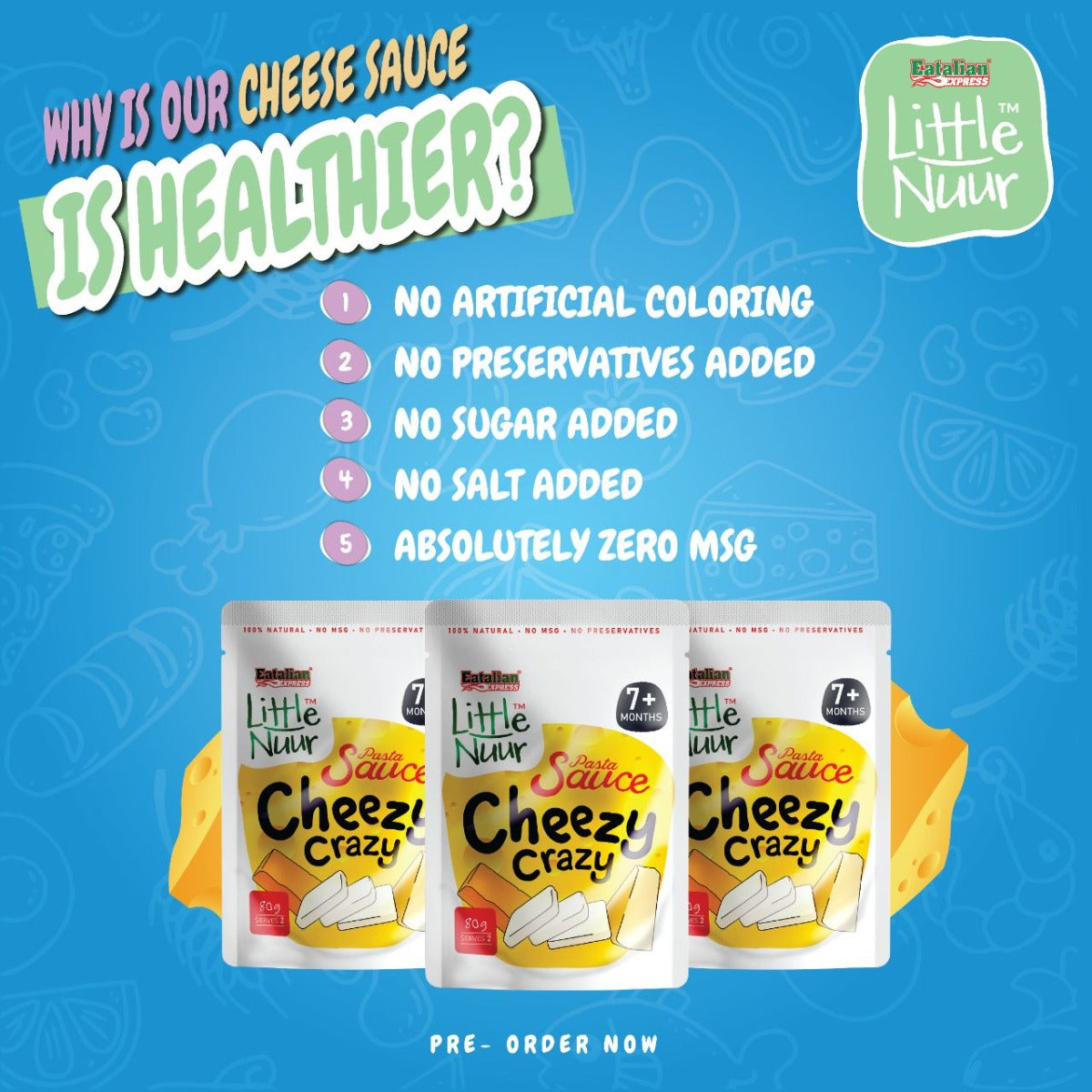 Eatalian Express Little Nuur Baby Pasta Sauce, 80g - Cheezy Crazy (Exp 11/26) - Pupsik Singapore