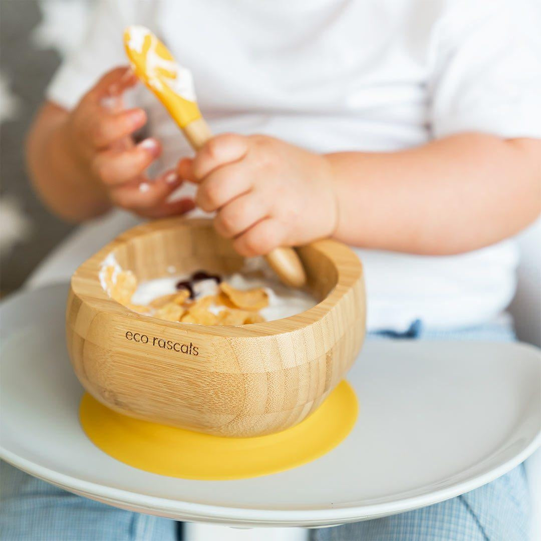Eco Rascals Bamboo Suction Baby Bowl & Spoon (2 Colours)