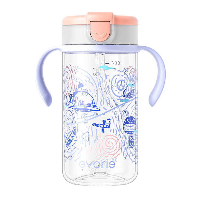 Evorie Tritan Kids Straw Water Bottle Mug, 300ml (7 Designs) - Pupsik Singapore