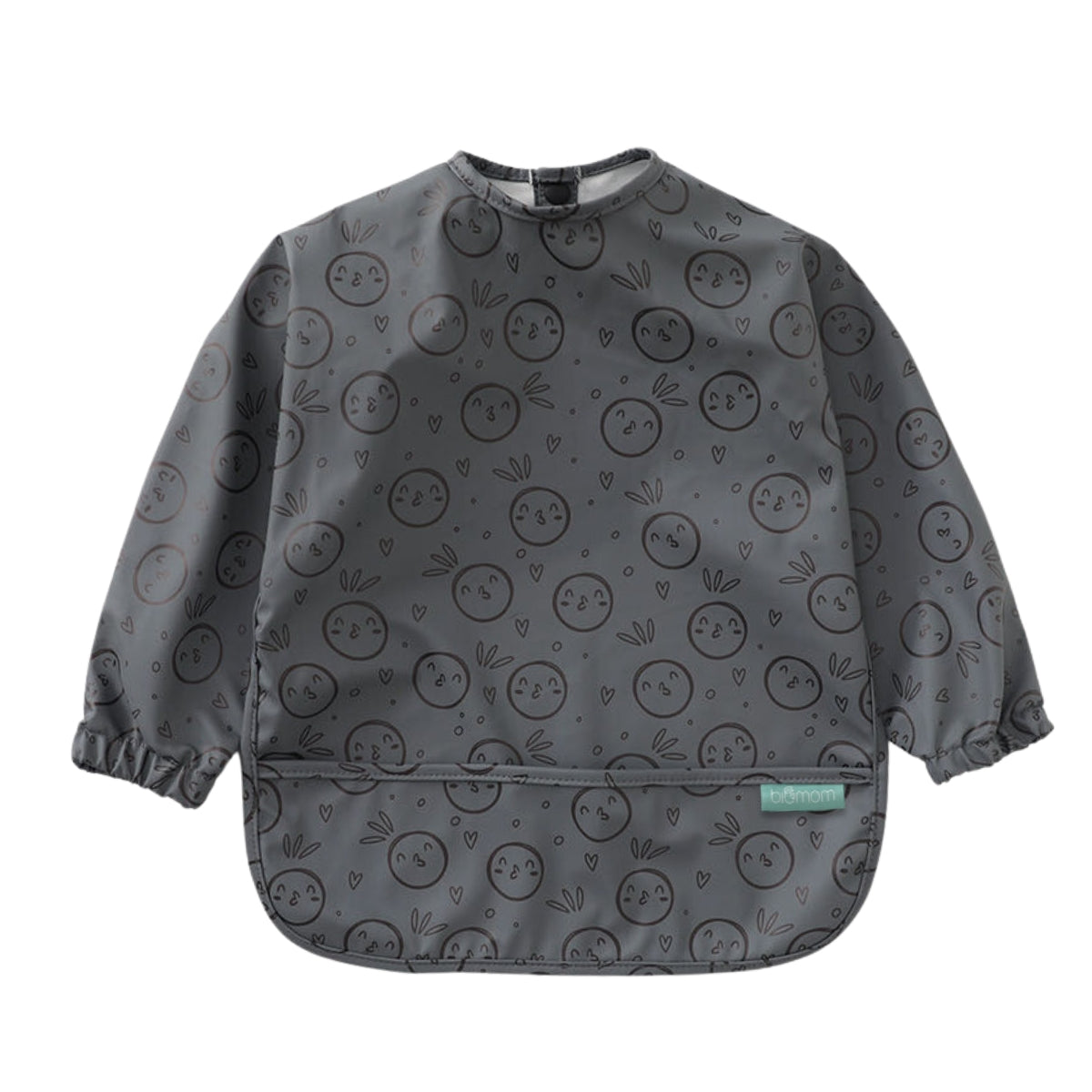 Biomom Baby Smock Bib - Grey Kissy Emoji (2 Sizes)