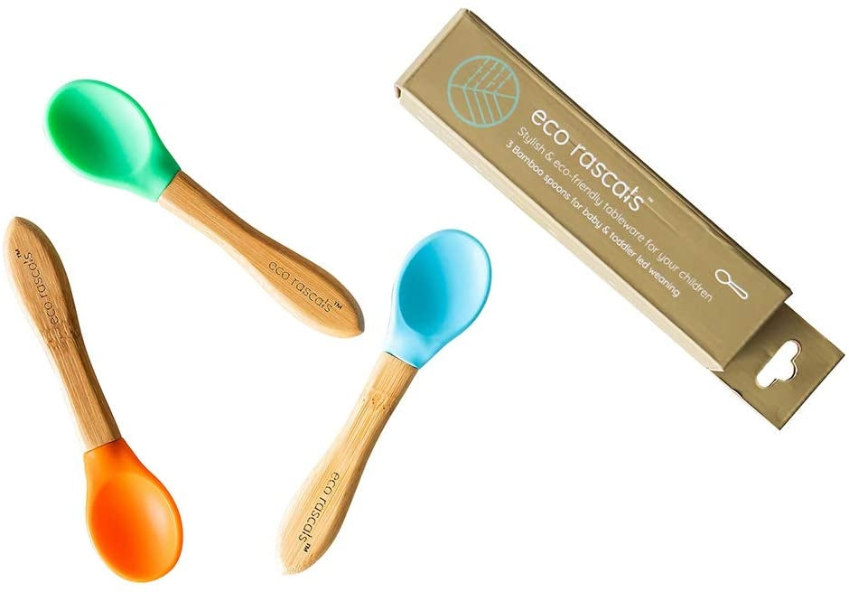 Eco Rascals Bamboo Silicone Spoons, 3pk (3 Colours)