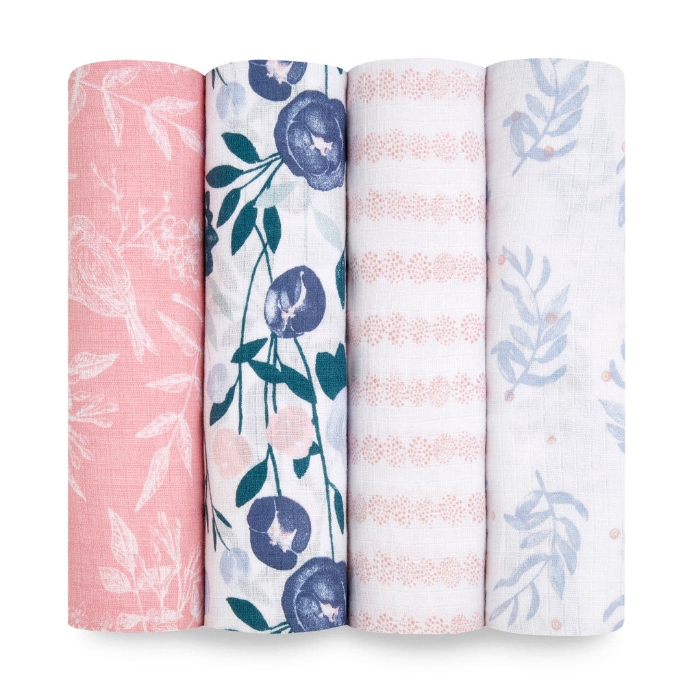Aden Anais Essentials Muslin Cotton Swaddle (44 x 44 in), 4pk (31 Designs) - Pupsik Singapore