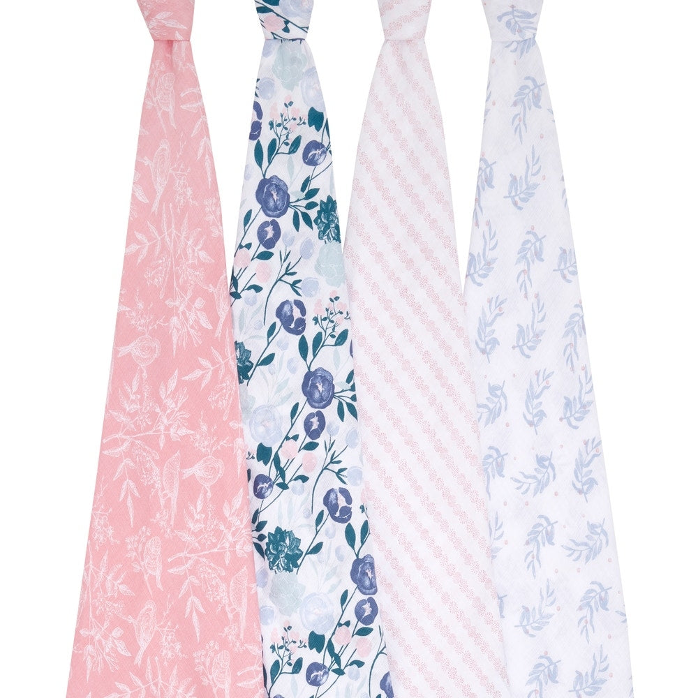 Aden Anais Essentials Muslin Cotton Swaddle (44 x 44 in), 4pk (31 Designs) - Pupsik Singapore