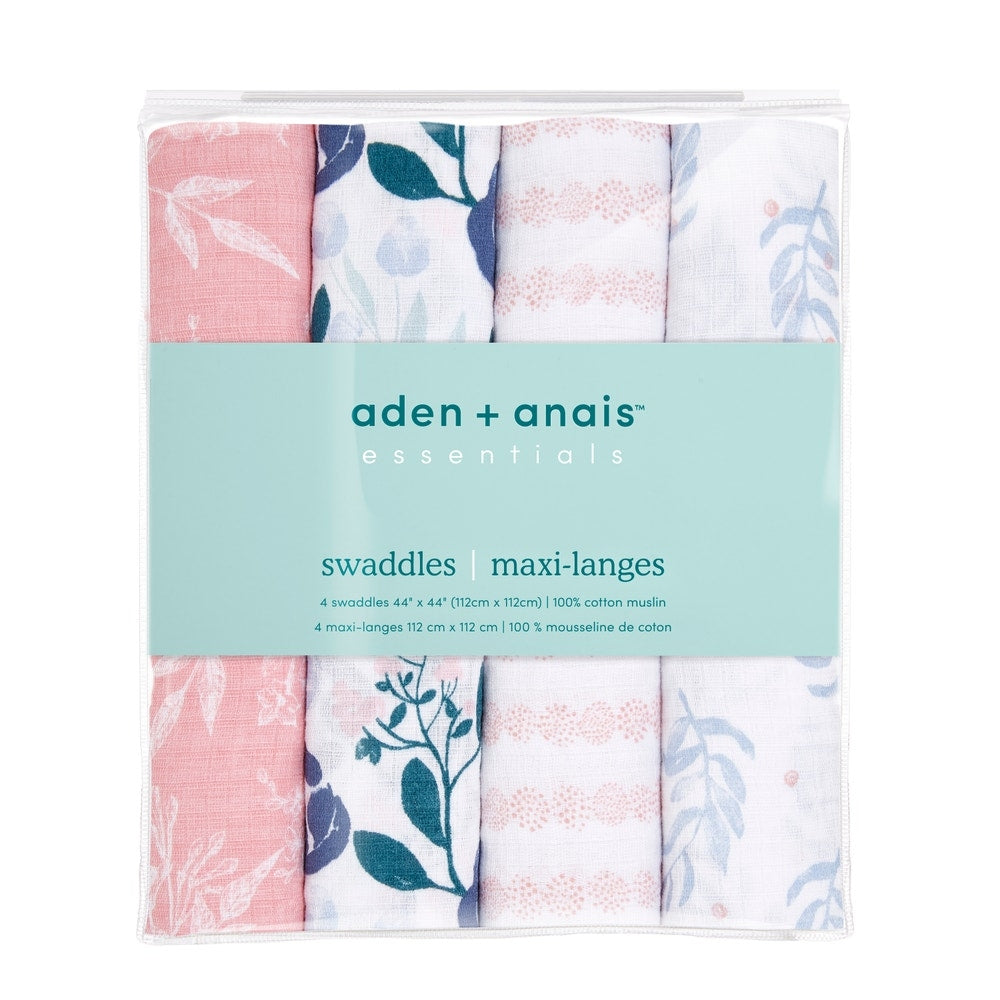 Aden Anais Essentials Muslin Cotton Swaddle (44 x 44 in), 4pk (31 Designs) - Pupsik Singapore