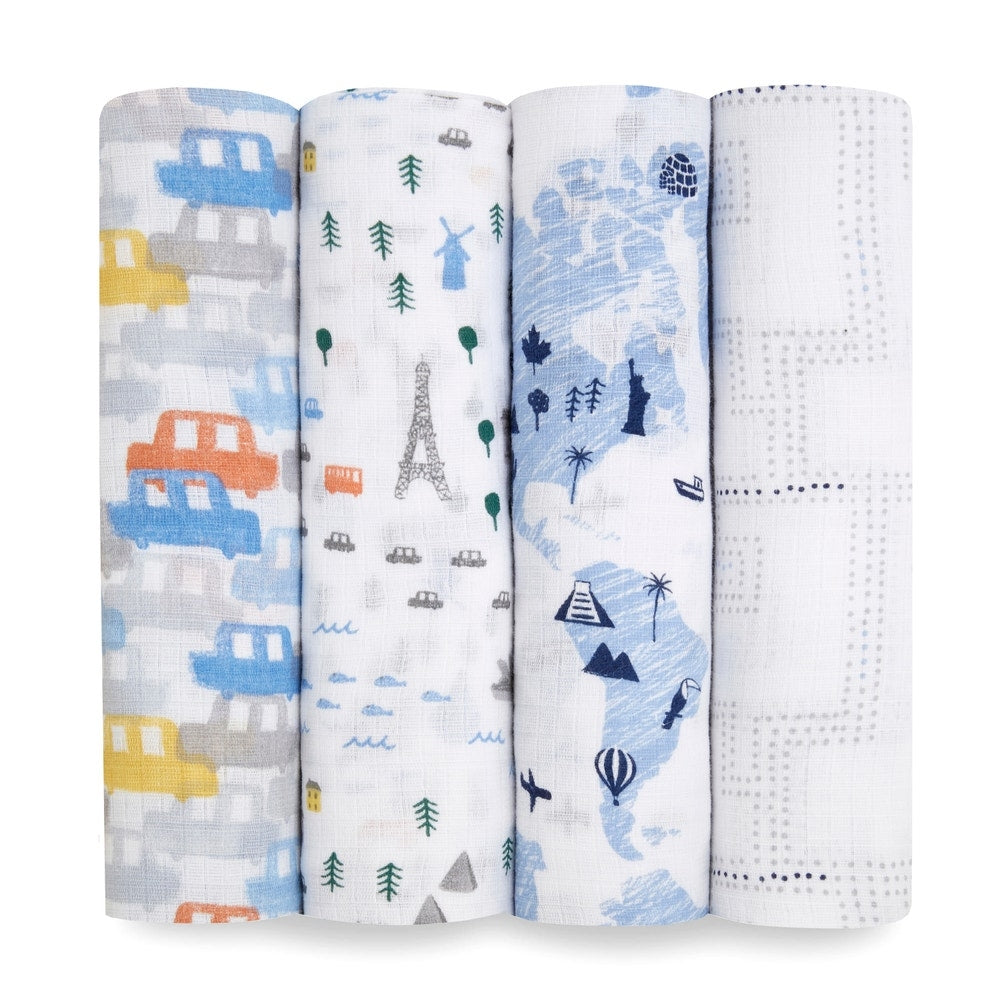Aden Anais Essentials Muslin Cotton Swaddle (44 x 44 in), 4pk (32 Designs)