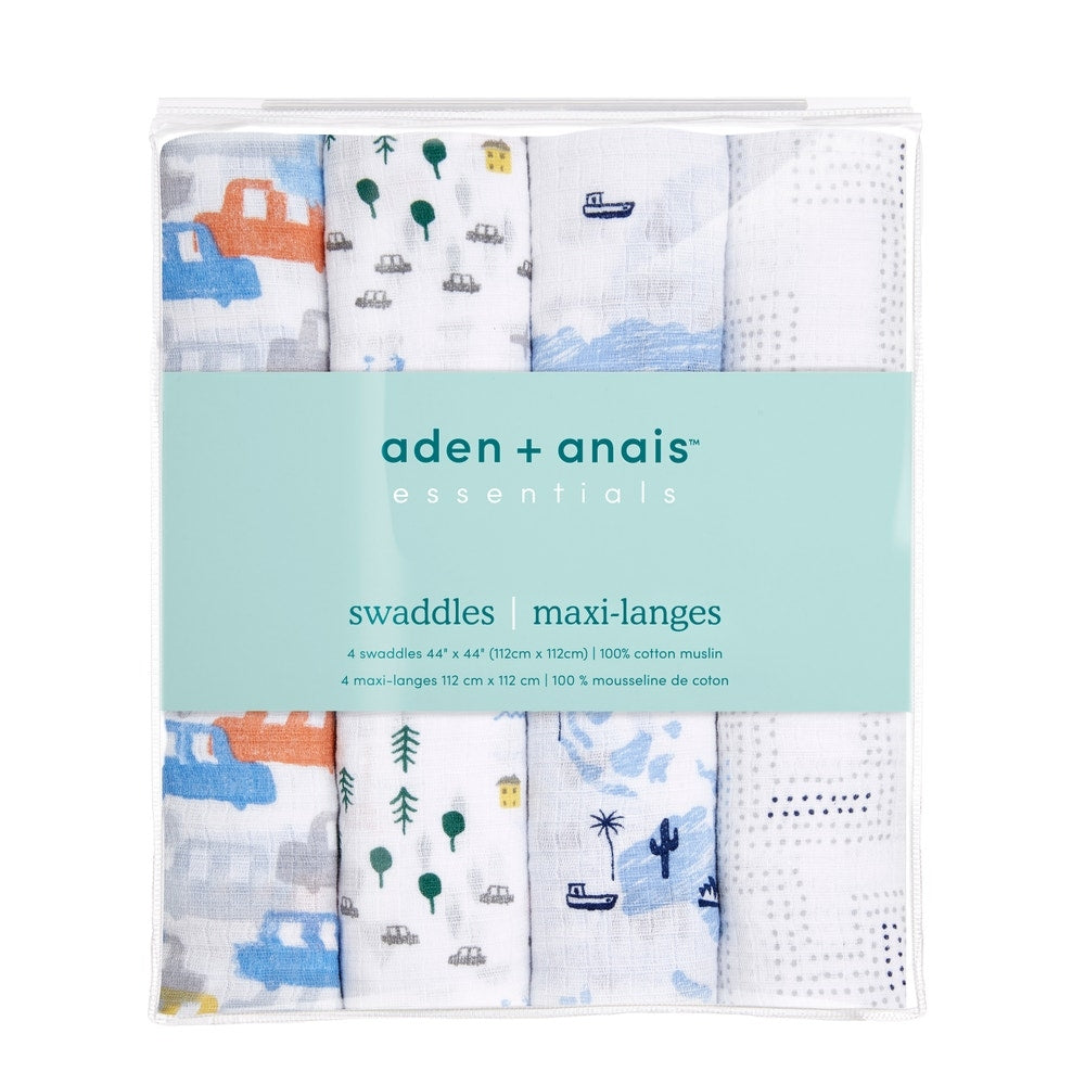 Aden Anais Essentials Muslin Cotton Swaddle (44 x 44 in), 4pk (32 Designs)