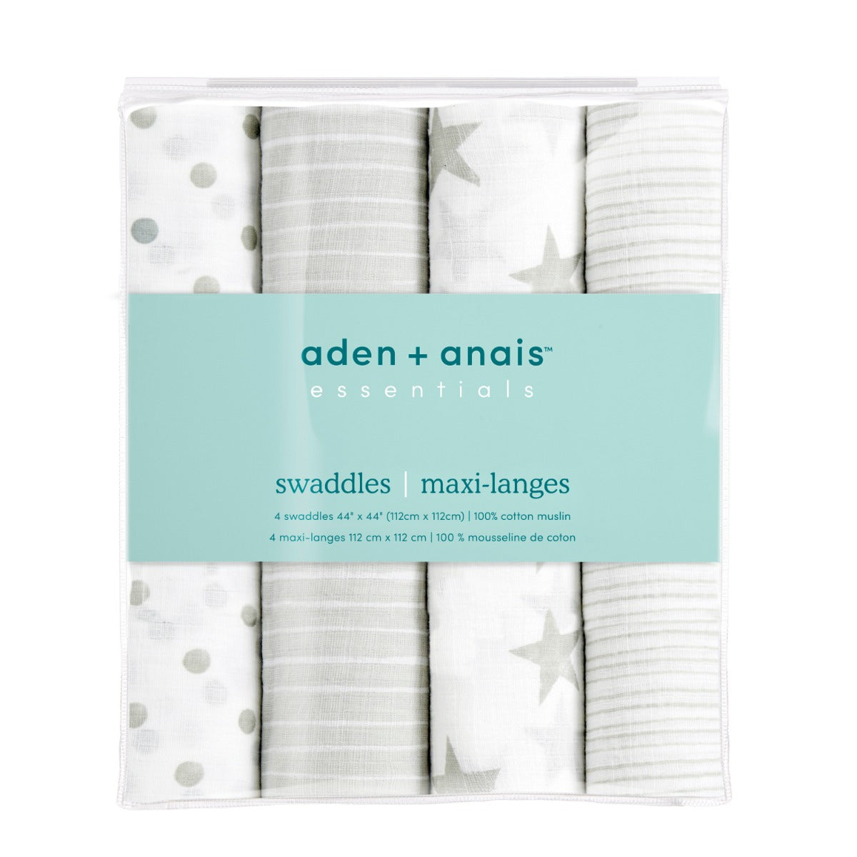 Aden Anais Essentials Muslin Cotton Swaddle (44 x 44 in), 4pk (31 Designs) - Pupsik Singapore