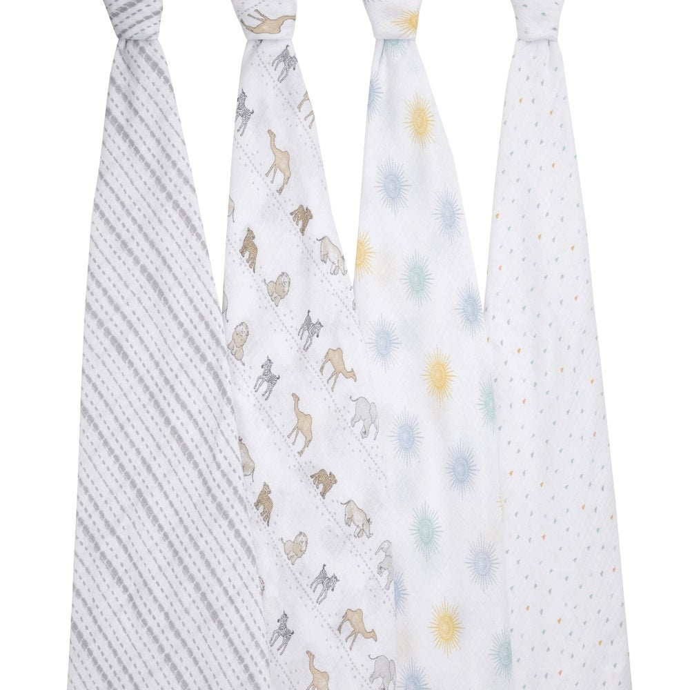 Aden Anais Essentials Muslin Cotton Swaddle (44 x 44 in), 4pk (31 Designs) - Pupsik Singapore