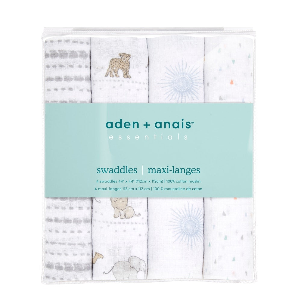Aden Anais Essentials Muslin Cotton Swaddle (44 x 44 in), 4pk (31 Designs) - Pupsik Singapore