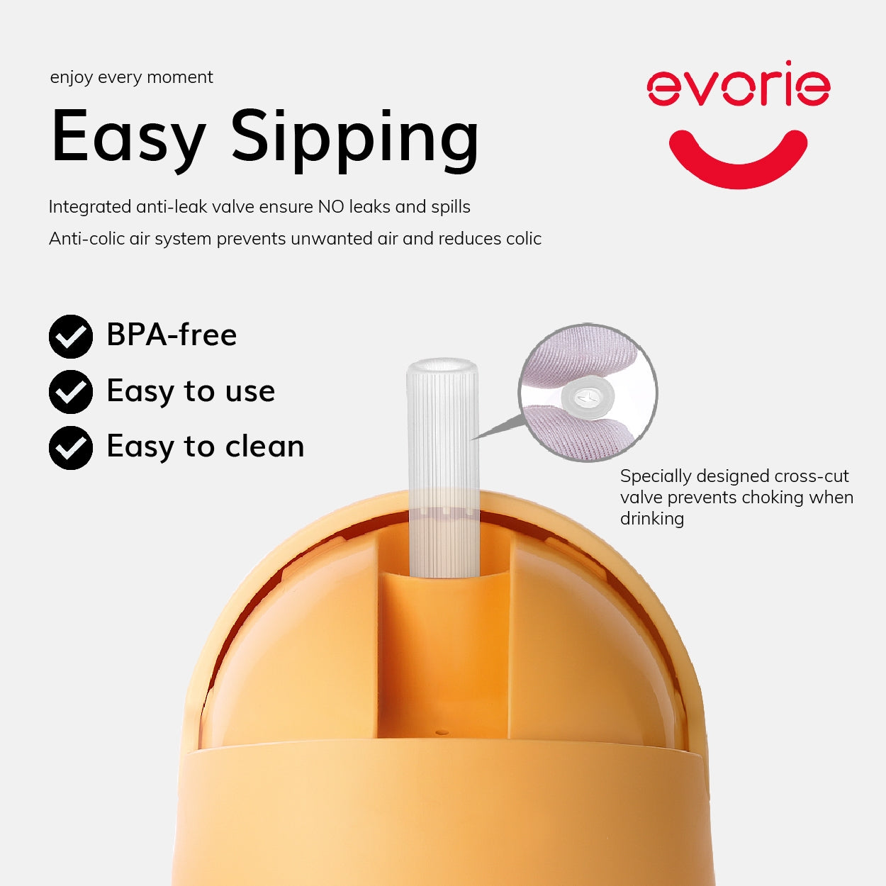 Evorie Tritan Gravity Straw Sippy Cup Water Bottle (200ml) (12 Colours) - Pupsik Singapore