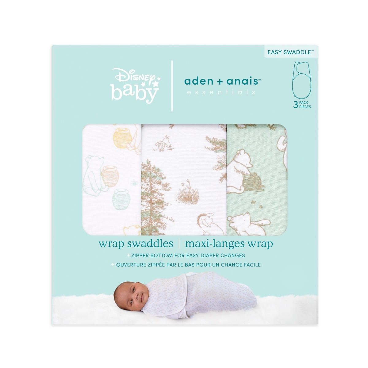 Aden Anais Essentials Swaddle Wrap  (3pk) , 0-3M - Winnie The Pooh