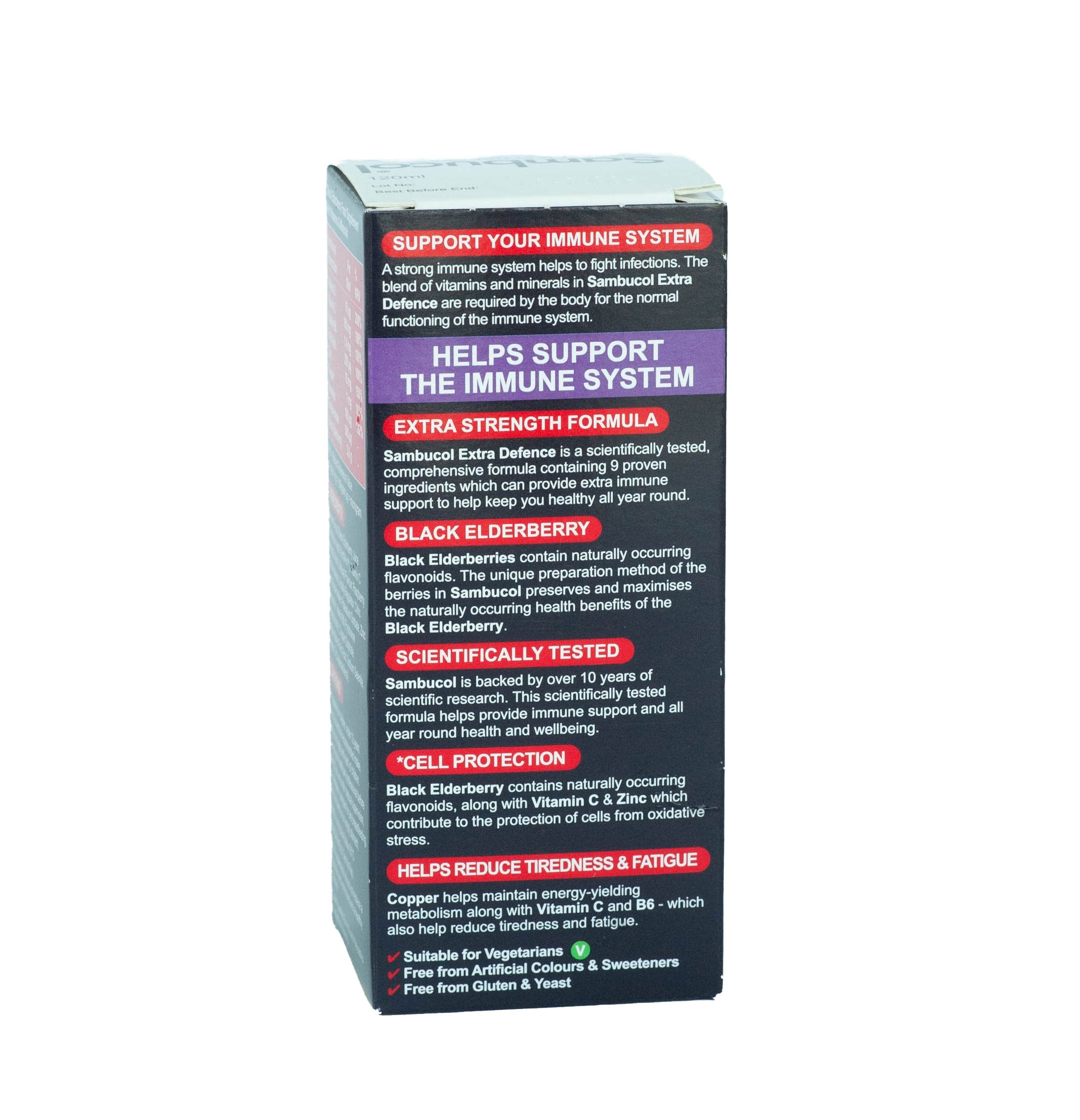 [4-pack] Sambucol Extra Defence Liquid for 12Y+, 120ml - Exp 07/26