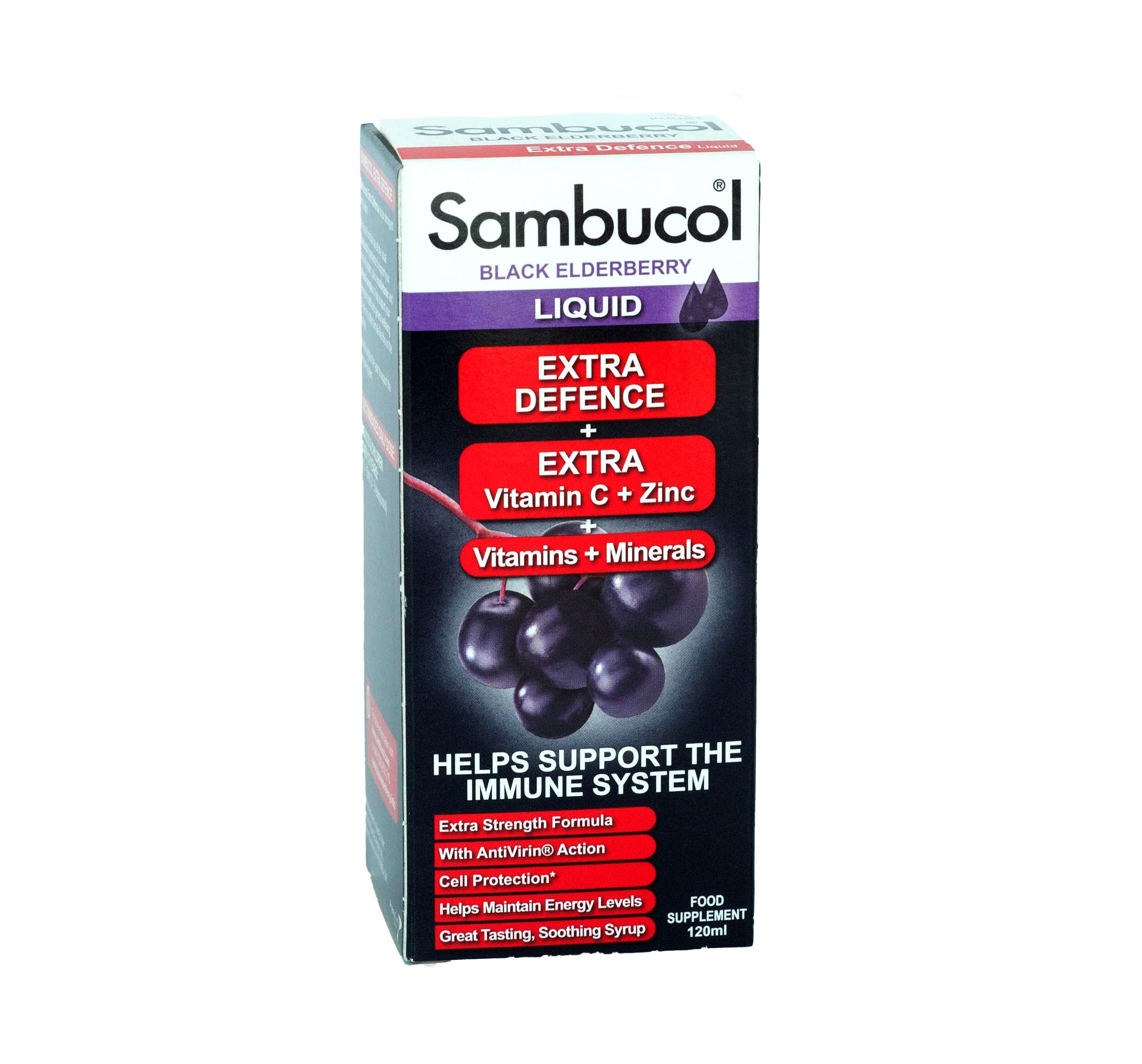 [4-pack] Sambucol Extra Defence Liquid for 12Y+, 120ml - Exp 07/26
