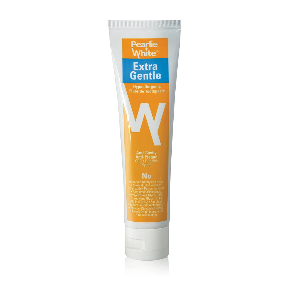 [3 Pack] Pearlie White Extra Gentle Hypoallergenic Fluoride Toothpaste, 130gm (Exp 12/27)