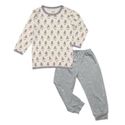 Baa Baa Sheepz Baby Long Sleeve Pyjama Set - Yellow Small Sheep/Big Moon & Sheep Grey