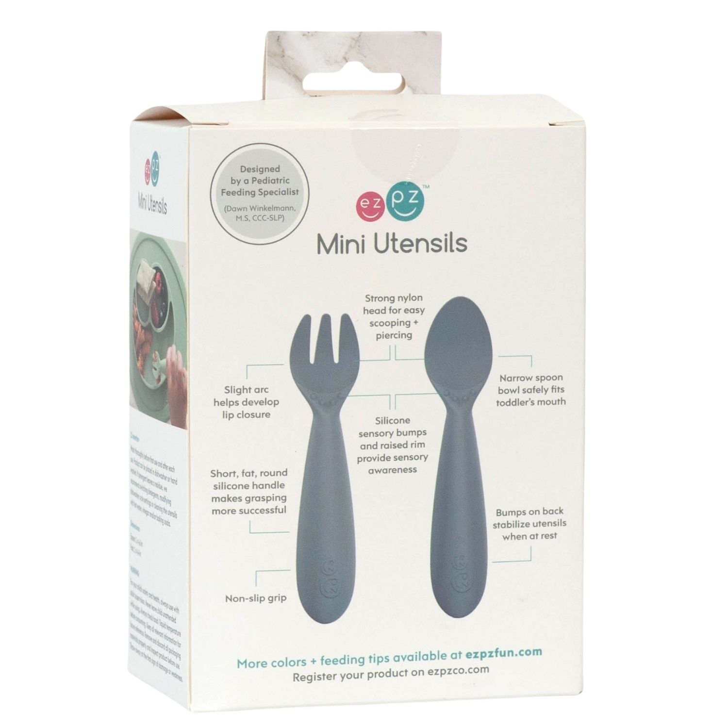 EzPz Mini Utensils for Baby - Grey
