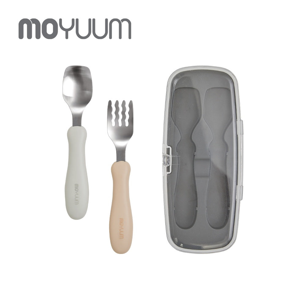 Moyuum Stainless Steel Baby Spoon and Fork Set with Travel Case