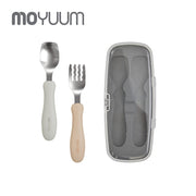 Moyuum Stainless Steel Baby Spoon and Fork Set with Travel Case