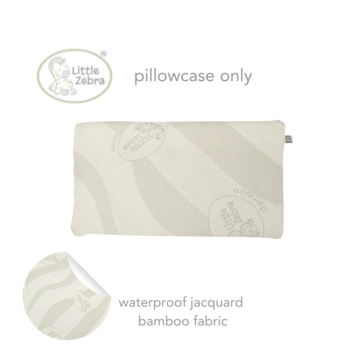 Little Zebra Droolproof Pillow Case for Toddler Pillow - Jacquard Bamboo