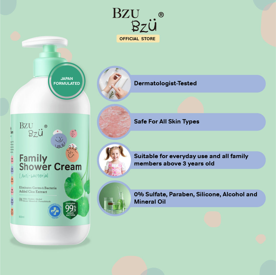 BZU BZU Family Antibacterial Shower Cream, 800ml (Exp 03/27)