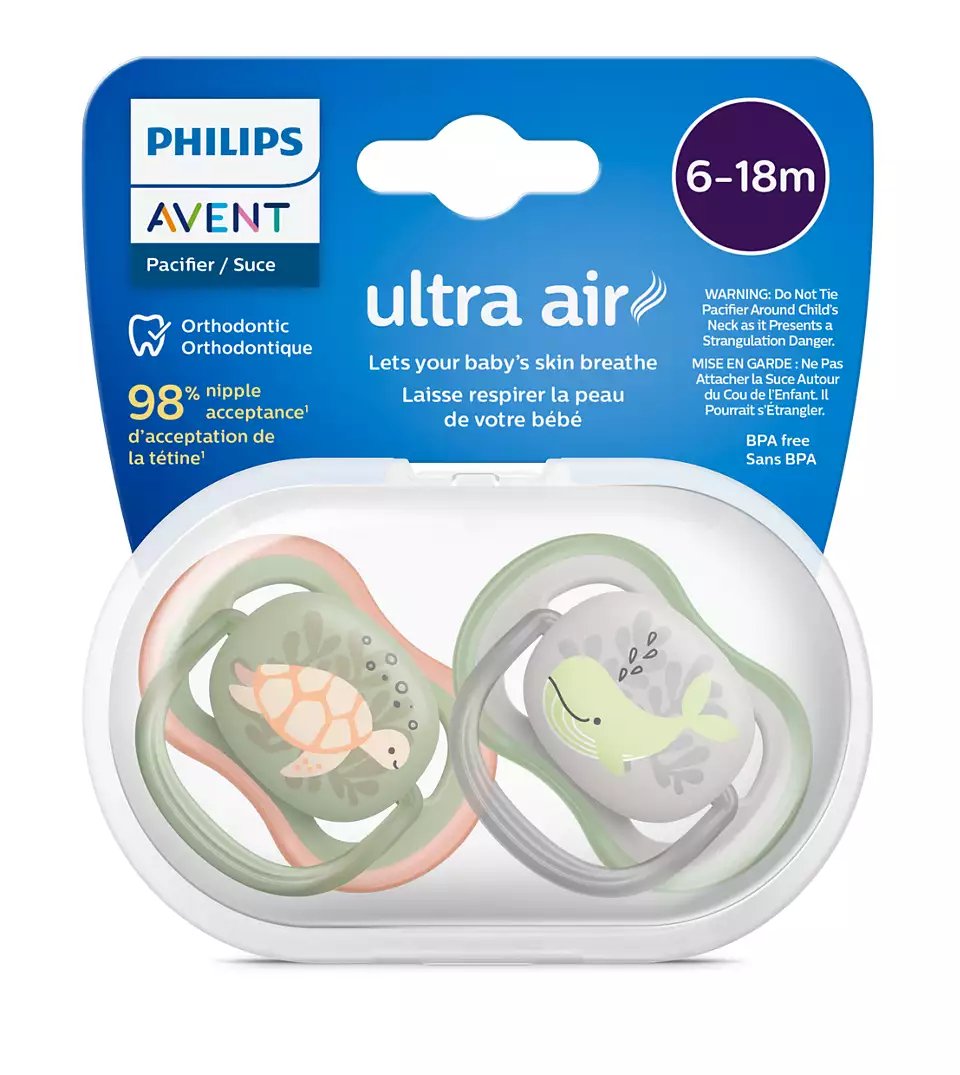 Philips Avent Ultra Air Pacifier, 2pk - 6-18M (14 Designs) - Pupsik Singapore