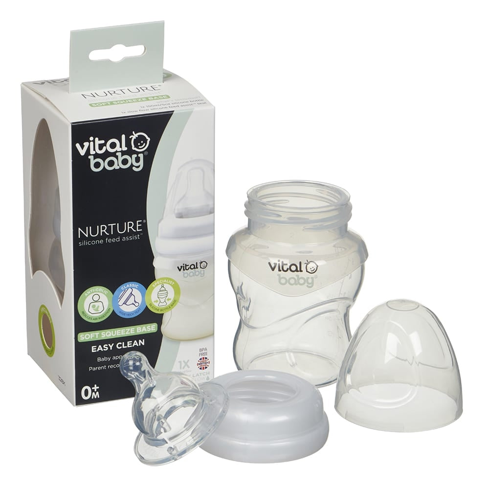 Vital Baby Nurture Silicone Feed Assist Feeding Bottle, 150ml