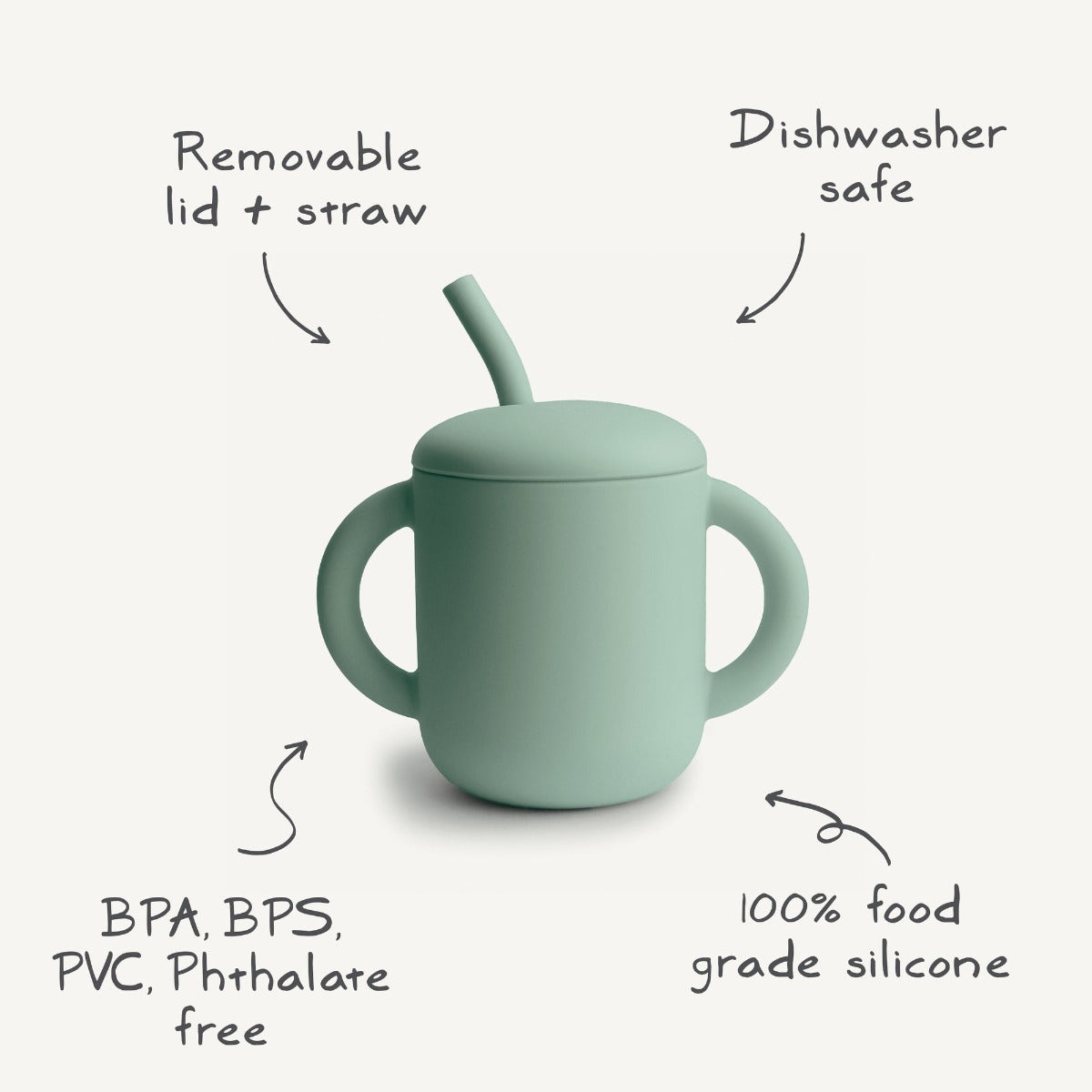 Mushie Silicone Training Cup + Straw, 175ml (9 Colors)