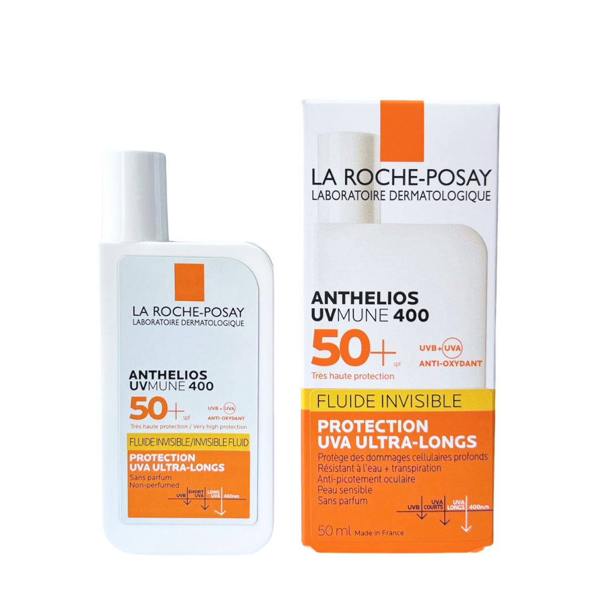 La Roche-Posay Anthelios UVMune 400 Fragrance-Free Invisible Fluid Sunscreen, SPF50+ (50ml) - Made in France - Exp 11/25