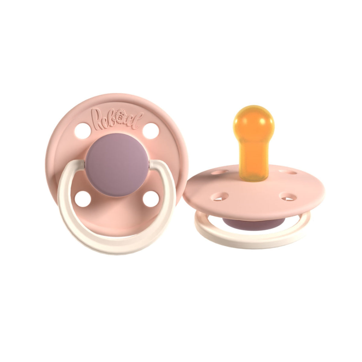 Rabael Duo Natural Rubber Round Pacifiers, 2pk - Misty Soft Mouse/Tornado Plum Mouse