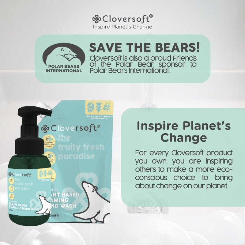 Cloversoft 99.99% Antibacterial Foaming Hand Wash Bottle, 300ml - Pink Grapefruit, Rosemary, Juniper Berry (Exp 11/27)