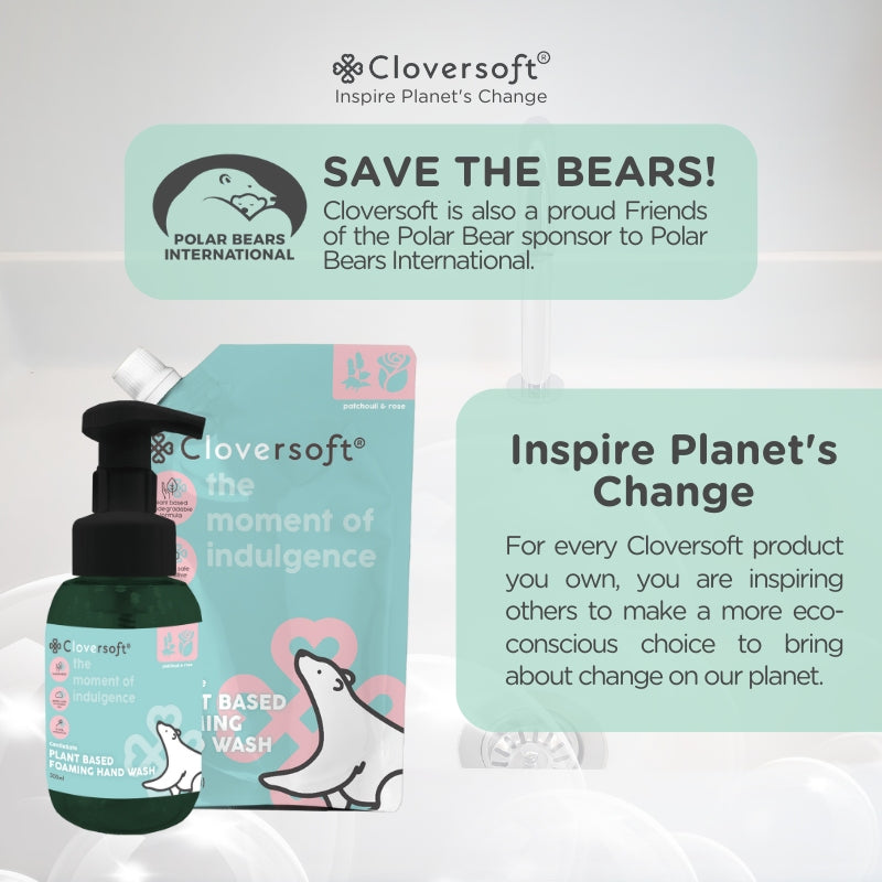 Cloversoft 99.99% Antibacterial Foaming Hand Wash Bottle, 300ml - Patchouli & Rose (Exp 11/27)