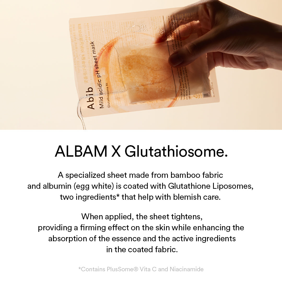 Abib Mild Acidic pH Sheet Mask Glutathiosome Fit, Box of 10 (Exp 09/27)