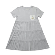 Baa Baa Sheepz Short Sleeve Tiered Dress - Cute Big Star & Head Grey