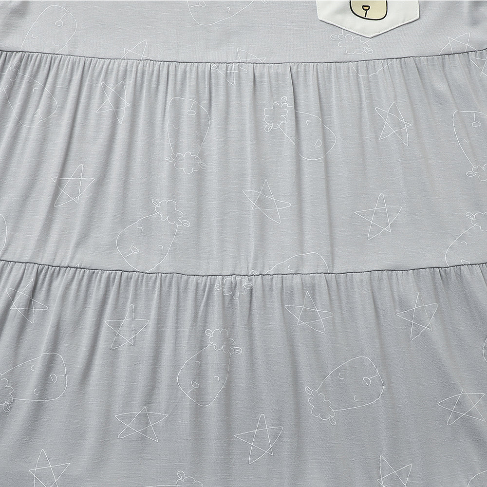 Baa Baa Sheepz Short Sleeve Tiered Dress - Cute Big Star & Head Grey