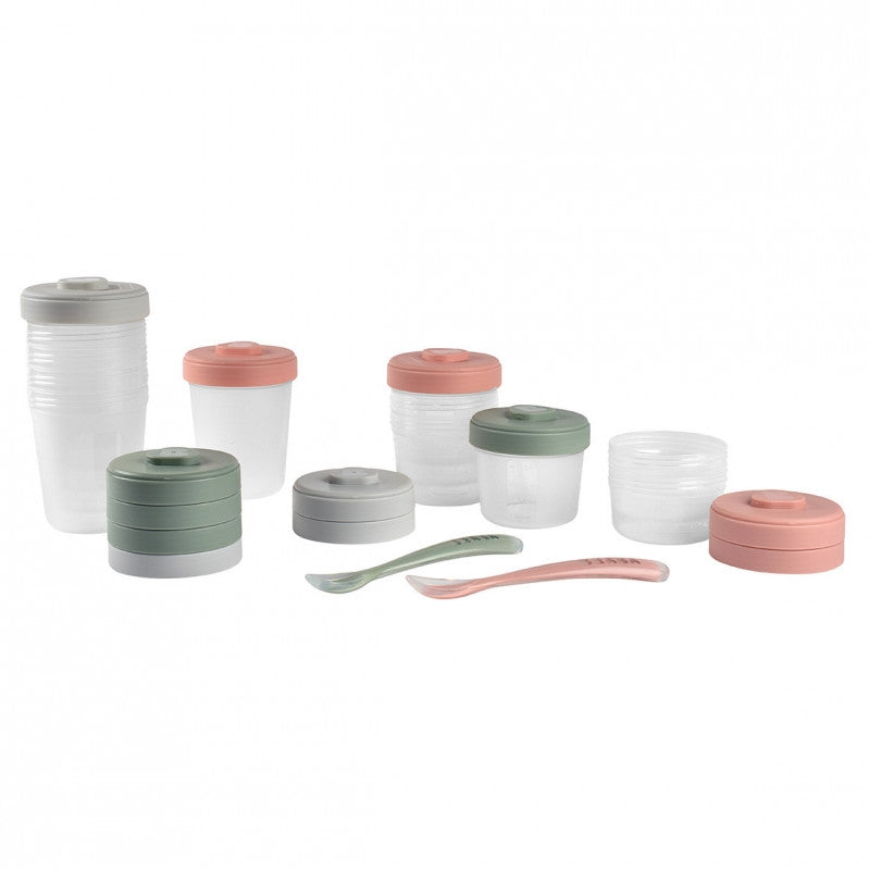 Beaba Clips Portions First Pack Meal & Food Storage Set (14pc) - Eucalyptus