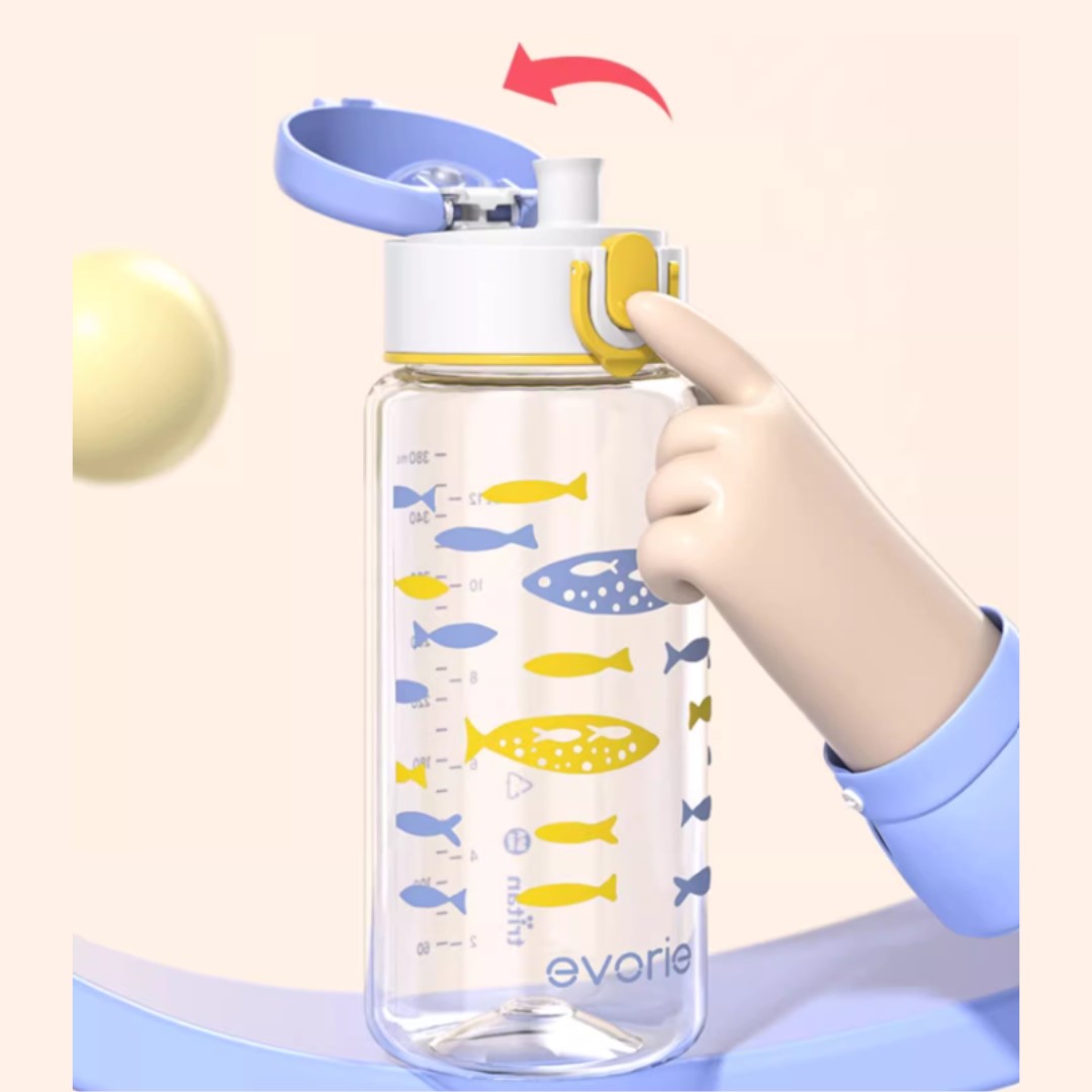 Evorie Tritan Kids Drinking Spout Water Bottle, 380ml (7 Designs) - Pupsik Singapore