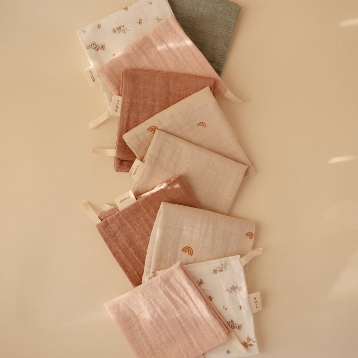 Mushie Cotton Washcloth, 5pk (2 Designs)