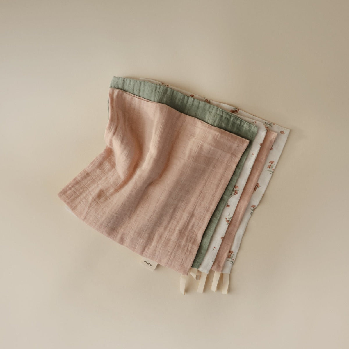 Mushie Cotton Washcloth, 5pk (2 Designs)