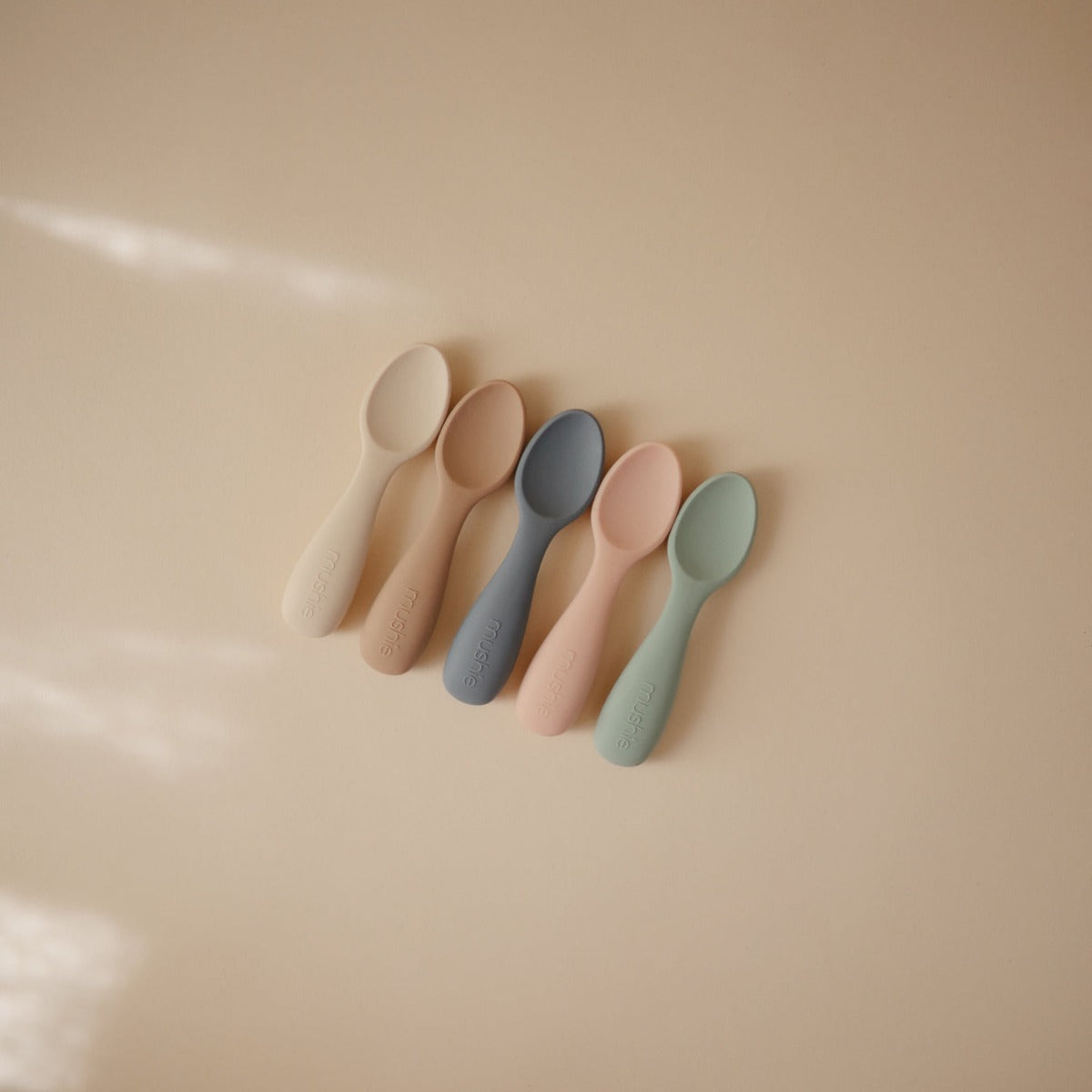 Mushie Silicone Toddler Starter Spoons, 2pk (4 Colors)