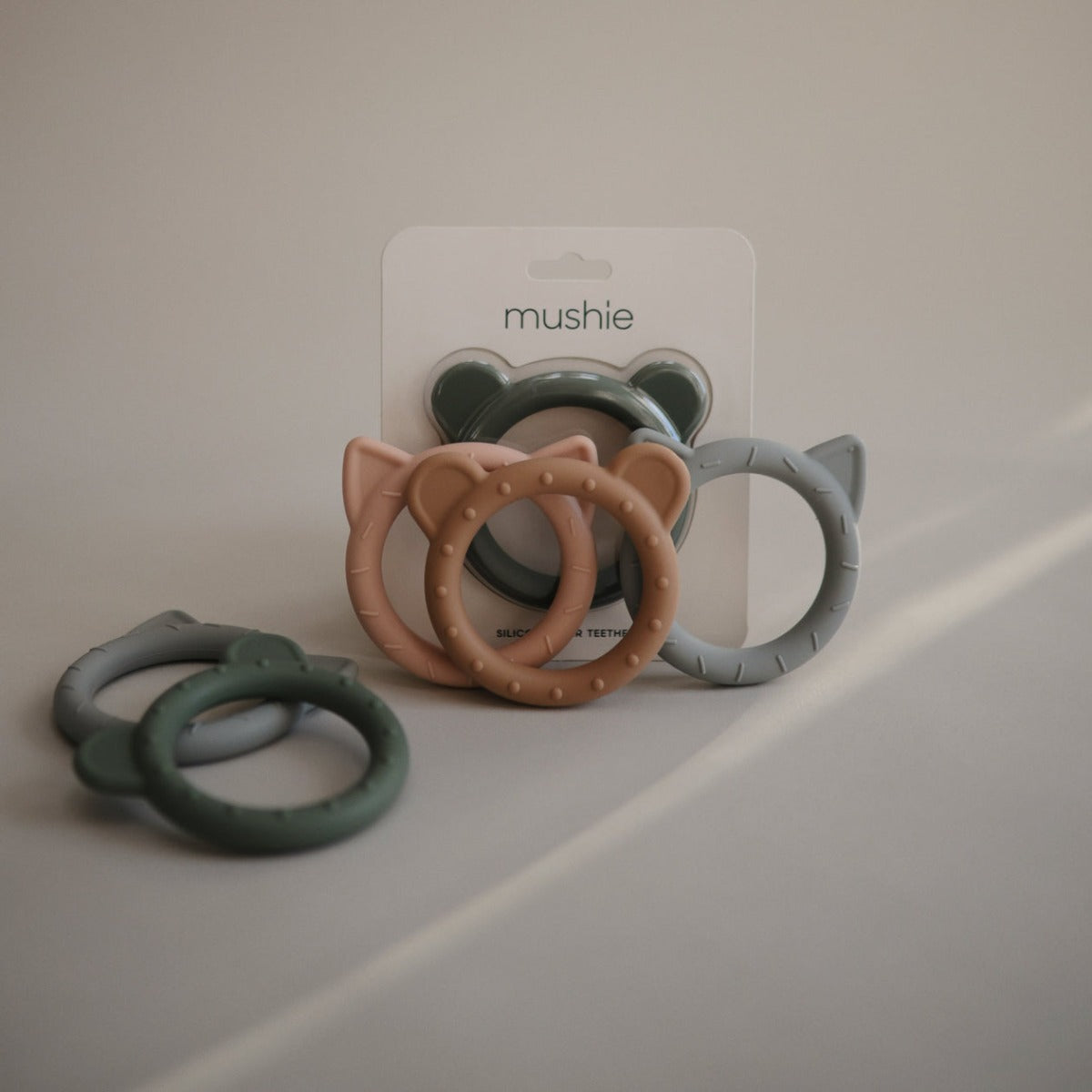 Mushie Silicone Bear Teether - Dried Thyme