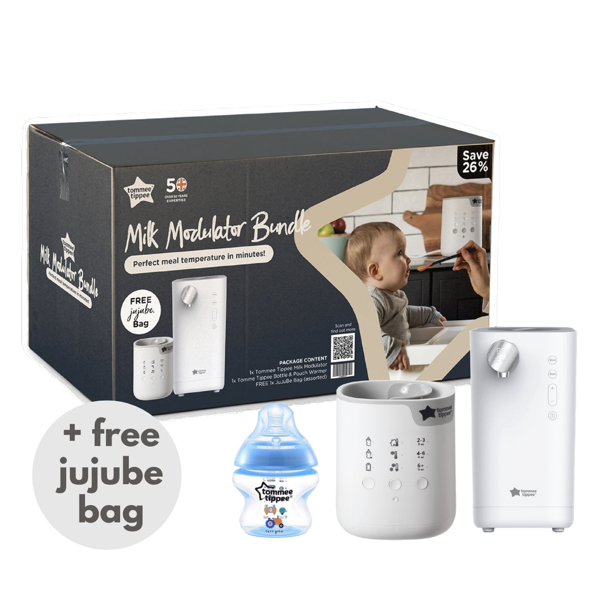 Tommee Tippee Milk Modulator & Warmer Milk Prep Bundle + Free Jujube Bag