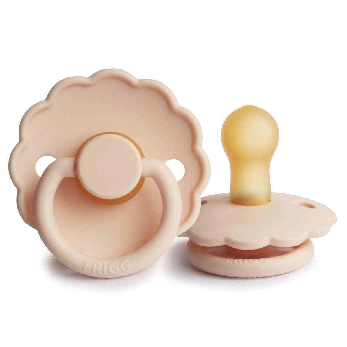 FRIGG Daisy Latex Baby Pacifiers, 1pk – Pink Cream (2 Sizes)