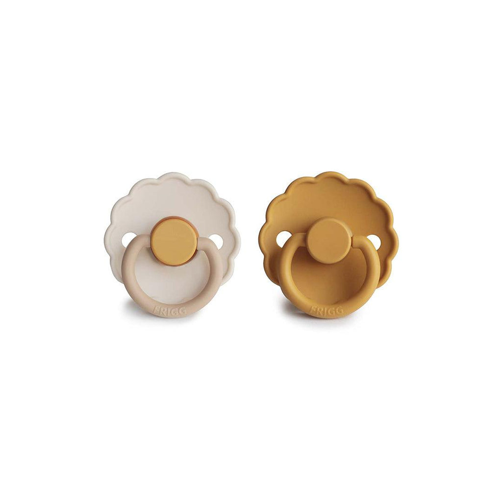 FRIGG Daisy Latex Baby Pacifiers, 2pk [Color Block + Original] – Chamomile/Honey Gold