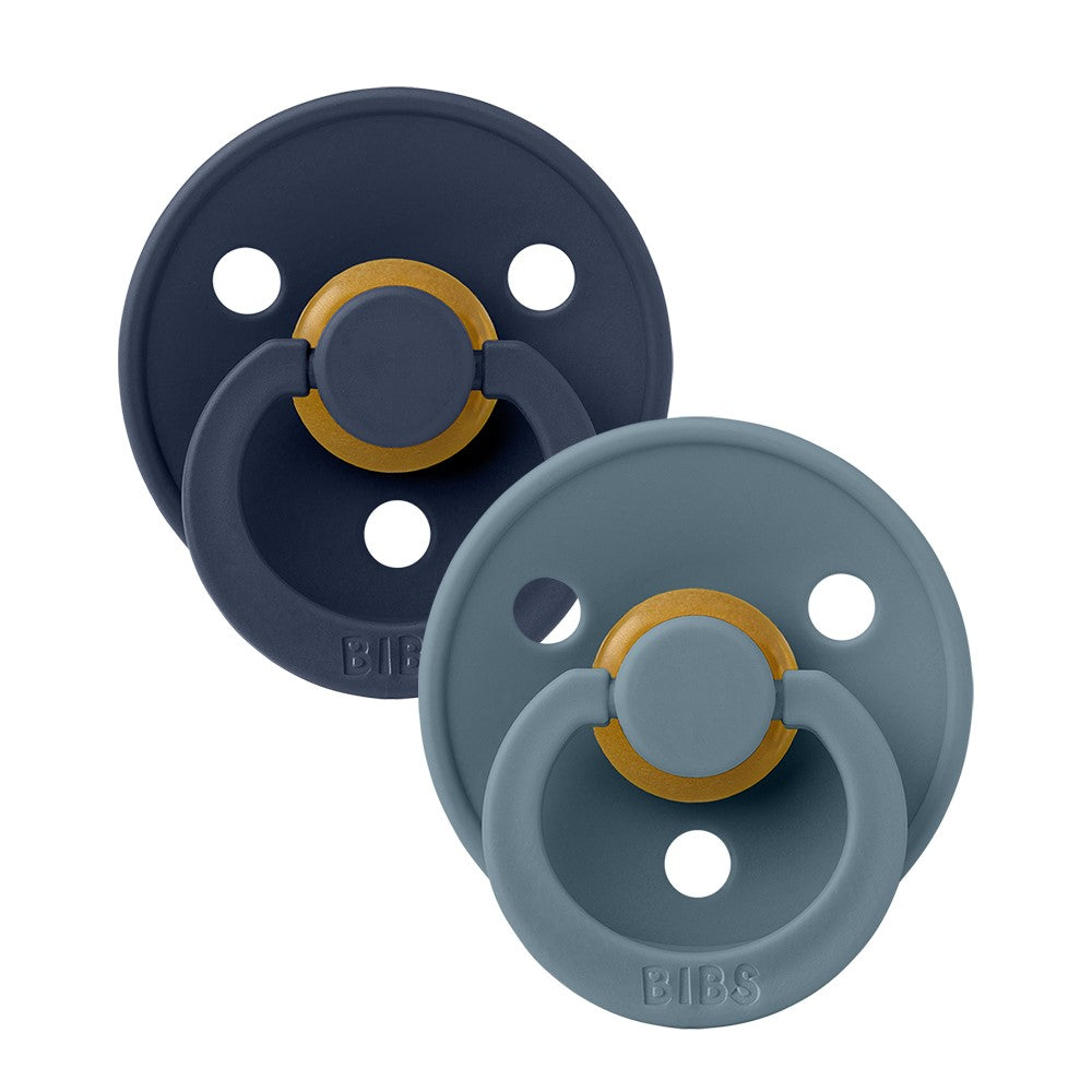 Bibs Round Colour Pacifier (2pk) - Deep Space/Petrol (2 Sizes) - Made in Denmark/EU
