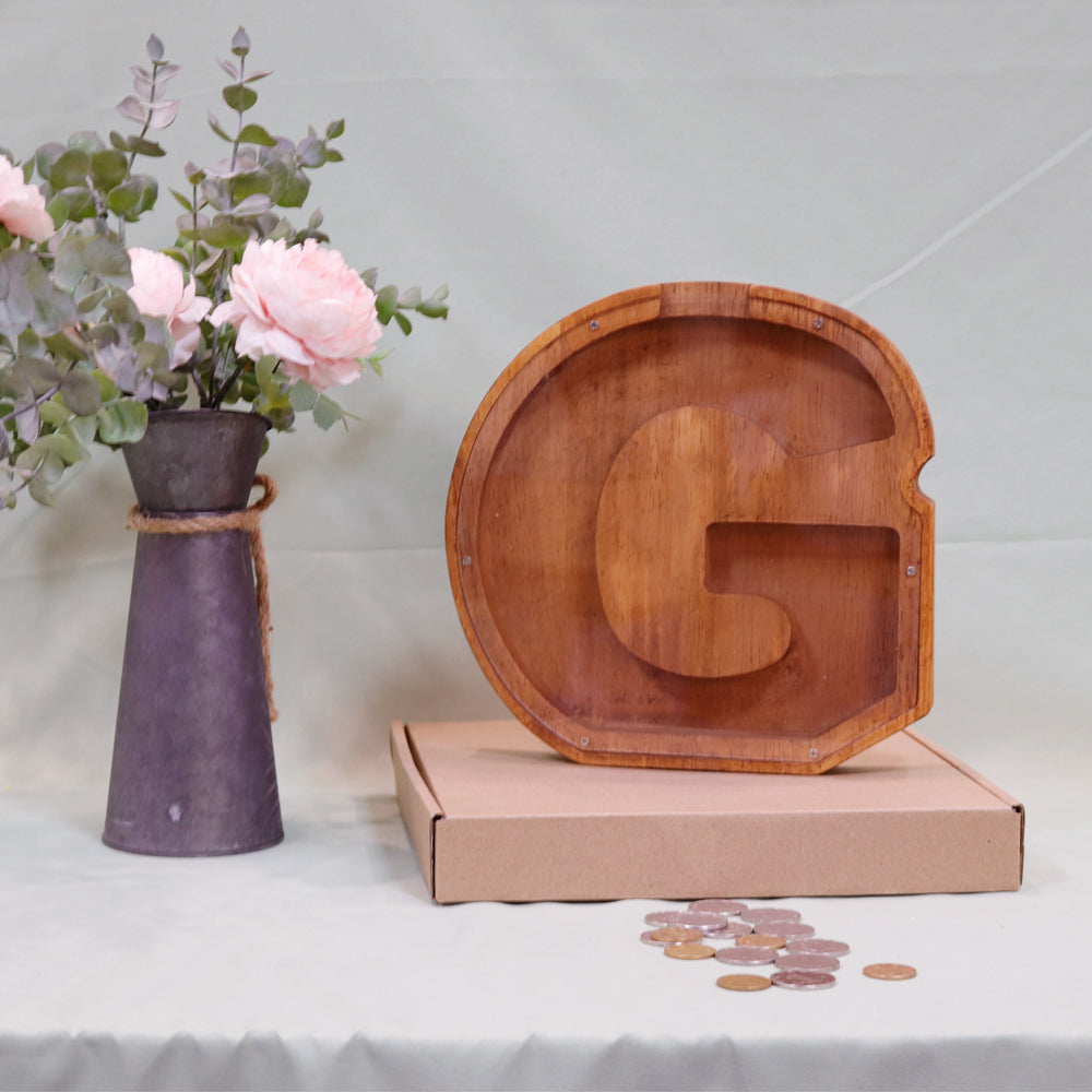 Wooden Alphabet Piggy Bank (23 Letters) - Pupsik Singapore