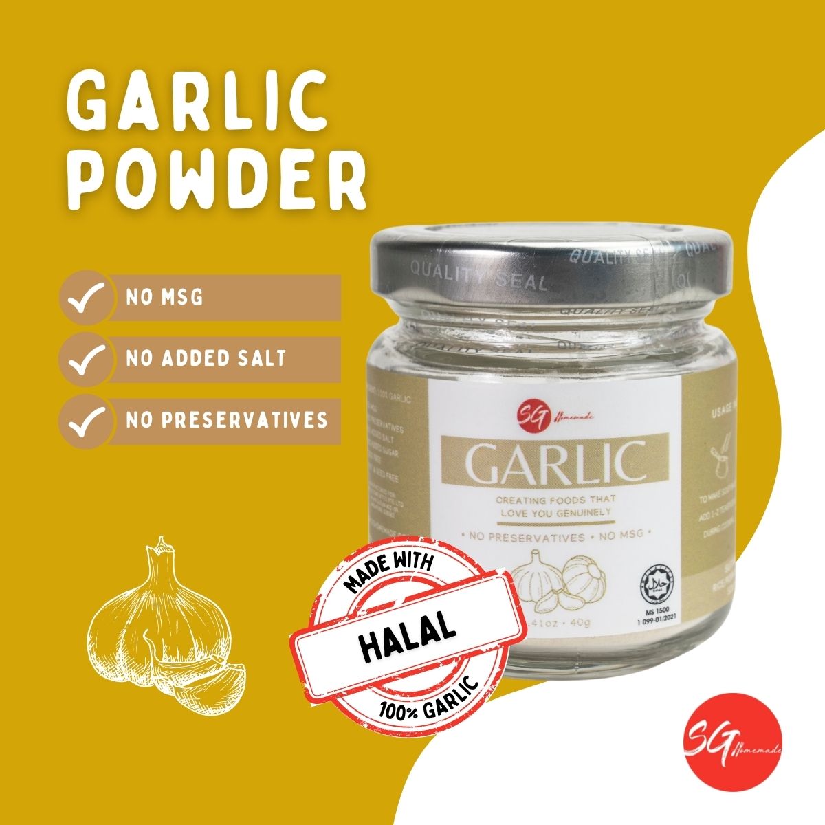 SG Homemade Garlic Powder, 40g (Exp 05/26)