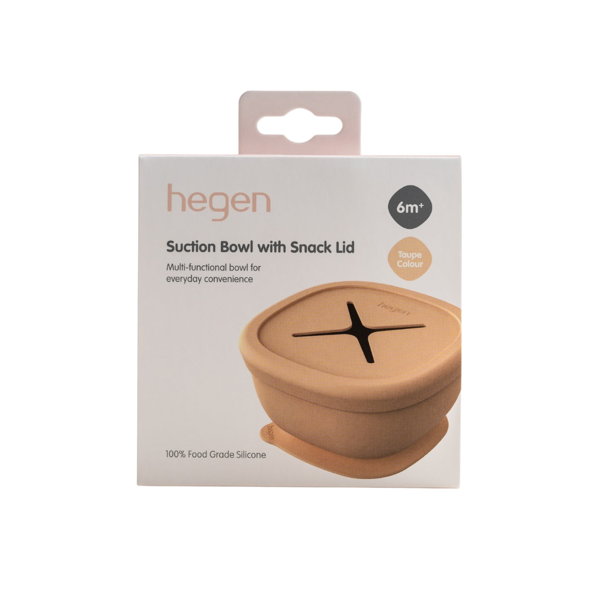 Hegen Suction Bowl Silicone with Snack Lid Taupe